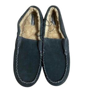 Eddie Bauer NWOT men's 13 shearling slip on memory foam suede leather slippers